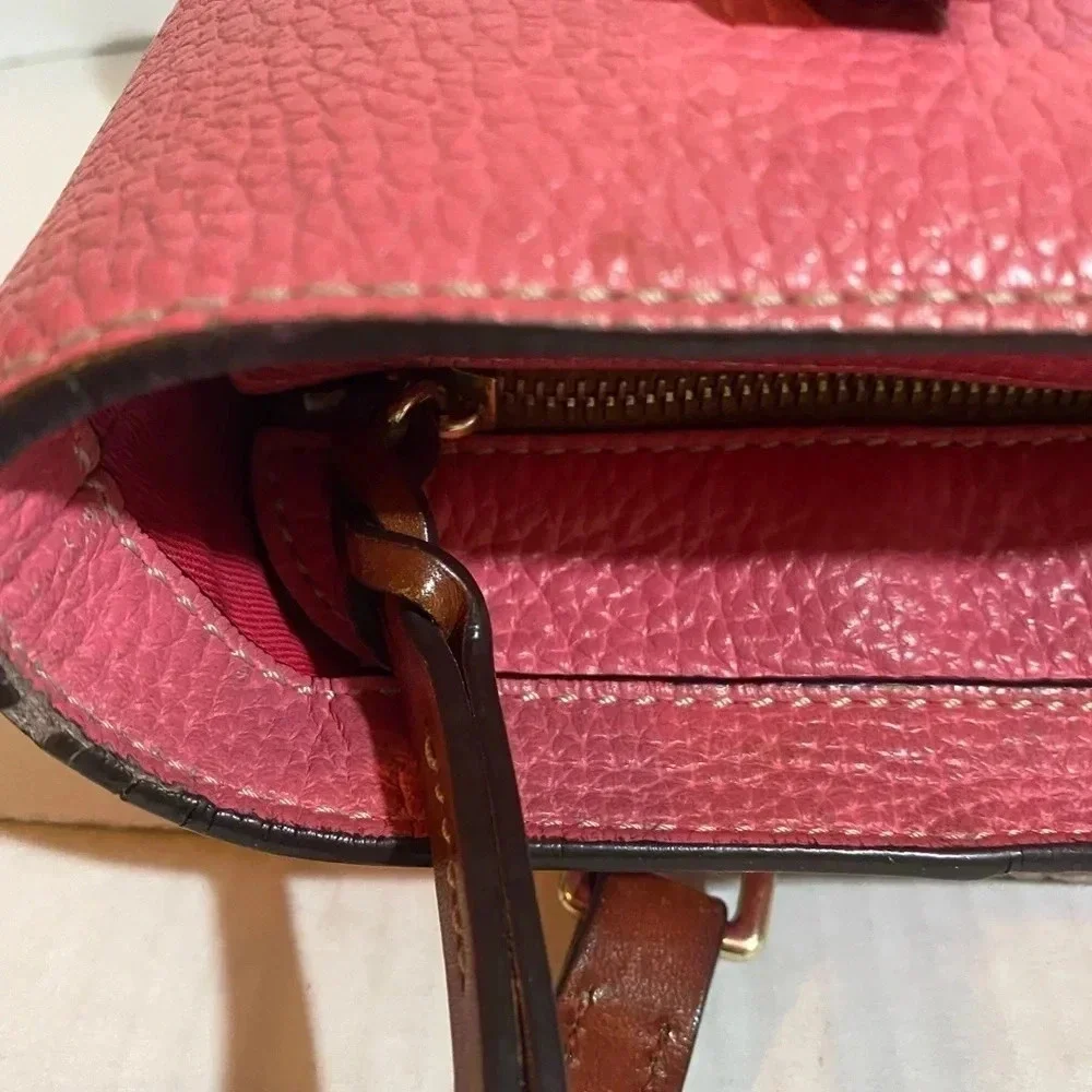 Dooney Bourke pink pebbled leather hobo handbag